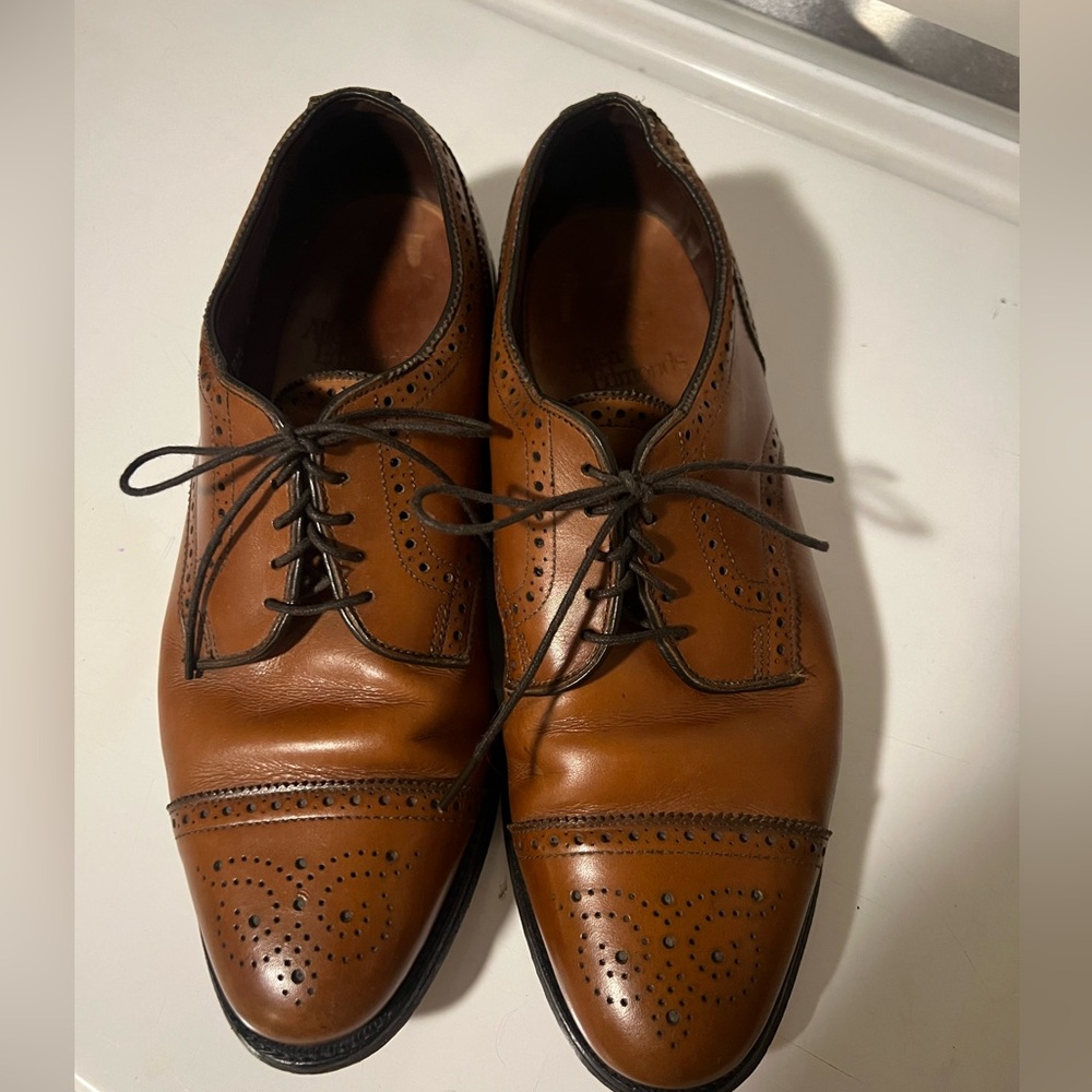 Allen Edmonds Sanford Mens 8.5 D Brown Leather Cap Toe Oxford Dress Shoes